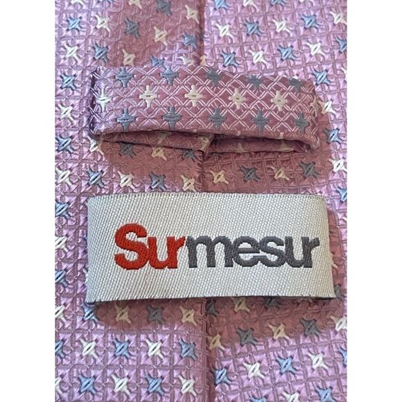 Surmesur Pink Blue 100% Polyester Men’s Neck Tie Made In China - Picture 8 of 9